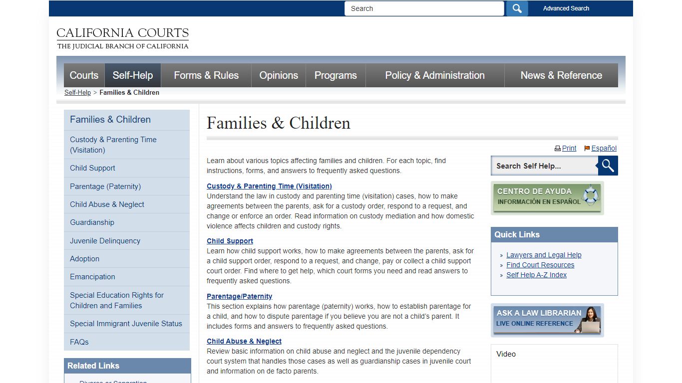 Families & Children - famlaw_selfhelp - California